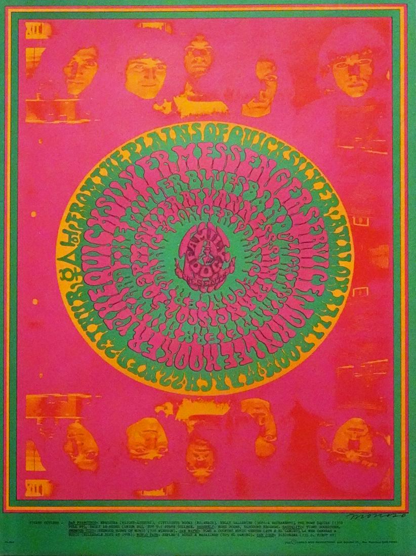 The Quicksilver Messenger Service concert poster: The Quicksilver Messenger Service Family Dog FD-53 "Plains of Quicksilver" concert poster, The Quicksilver Messenger Service, John Lee Hooker and The Miller Blues Band, Avalon Ballroom, San Francisco,