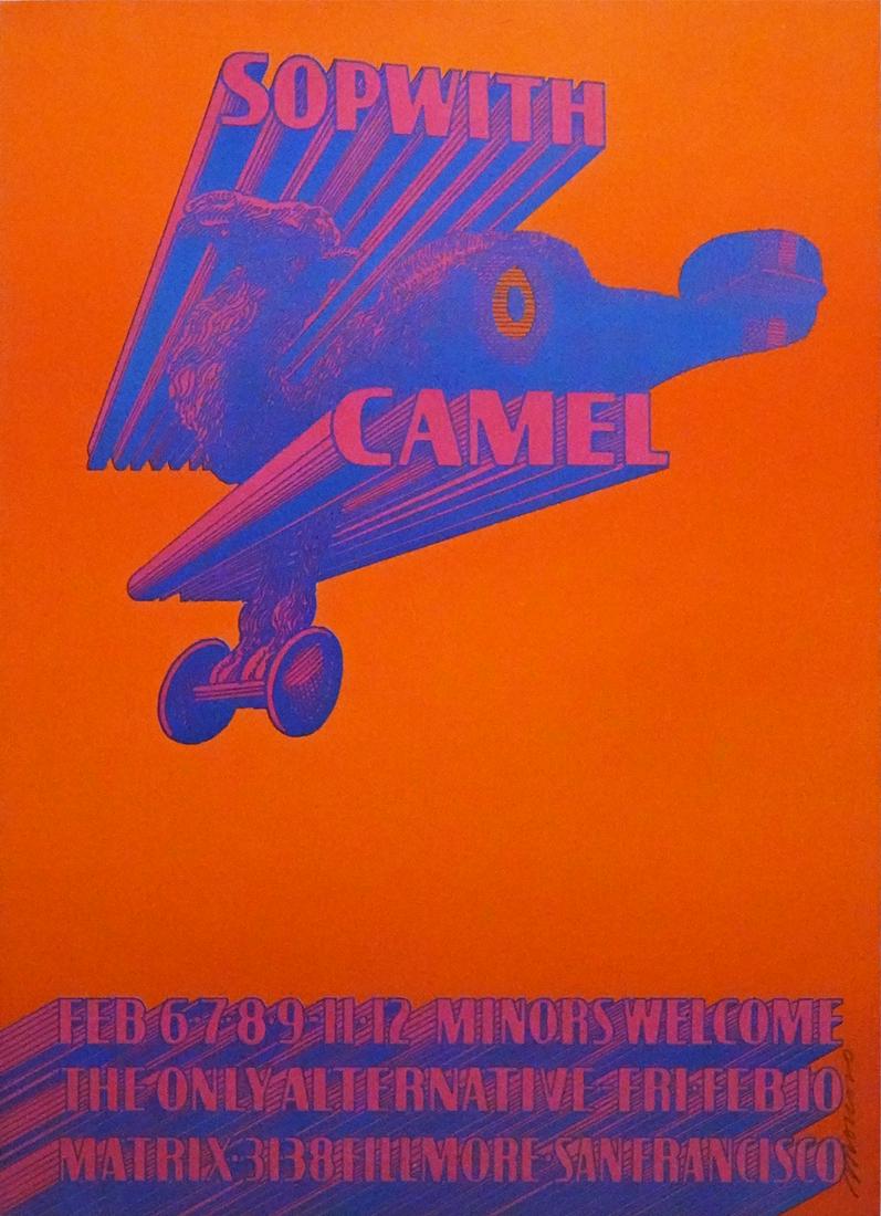 Sopwith Camel concert poster: Sopwith Camel Neon Rose NR-7 concert poster, The Matrix Club, San Francisco, CA., February 6-9 and 11-12, 1967, original printing, Victor Moscoso artist, 20" (height) x 14" (length) lithograph