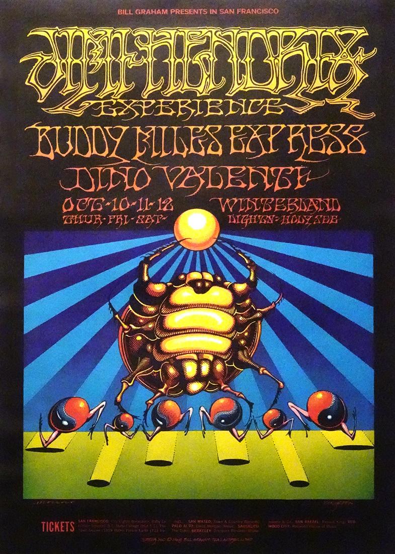 The Jimi Hendrix Experience concert poster: The Jimi Hendrix Experience Bill Graham BG-140 concert poster, The Jimi Hendrix Experience, Buddy Miles Express & Dino Valenti, Winterland Ballroom, San Francisco, CA., October 10-12, 1968, original 1