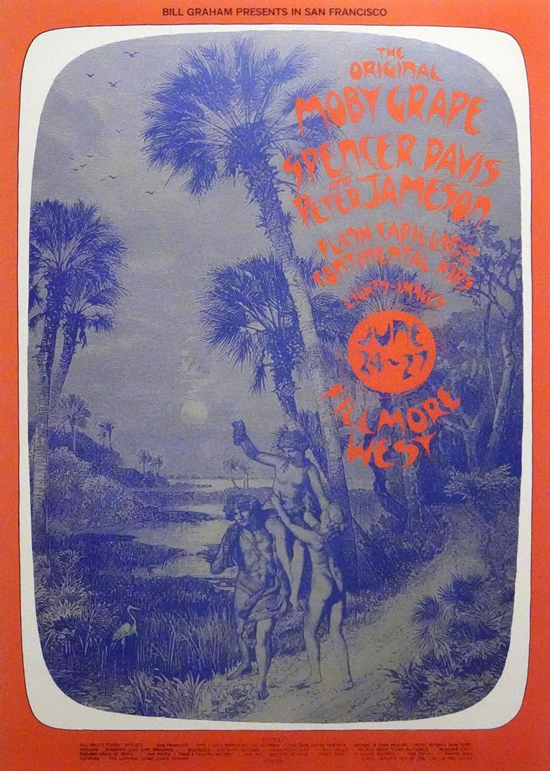 The Original Moby Grape concert poster: The Original Moby Grape Bill Graham BG-286 concert poster, The Original Moby Grape, Spencer Davis and Peter Jameson and Flash Cadillac and The Continental Kids, Fillmore West, San Francisco, CA., June