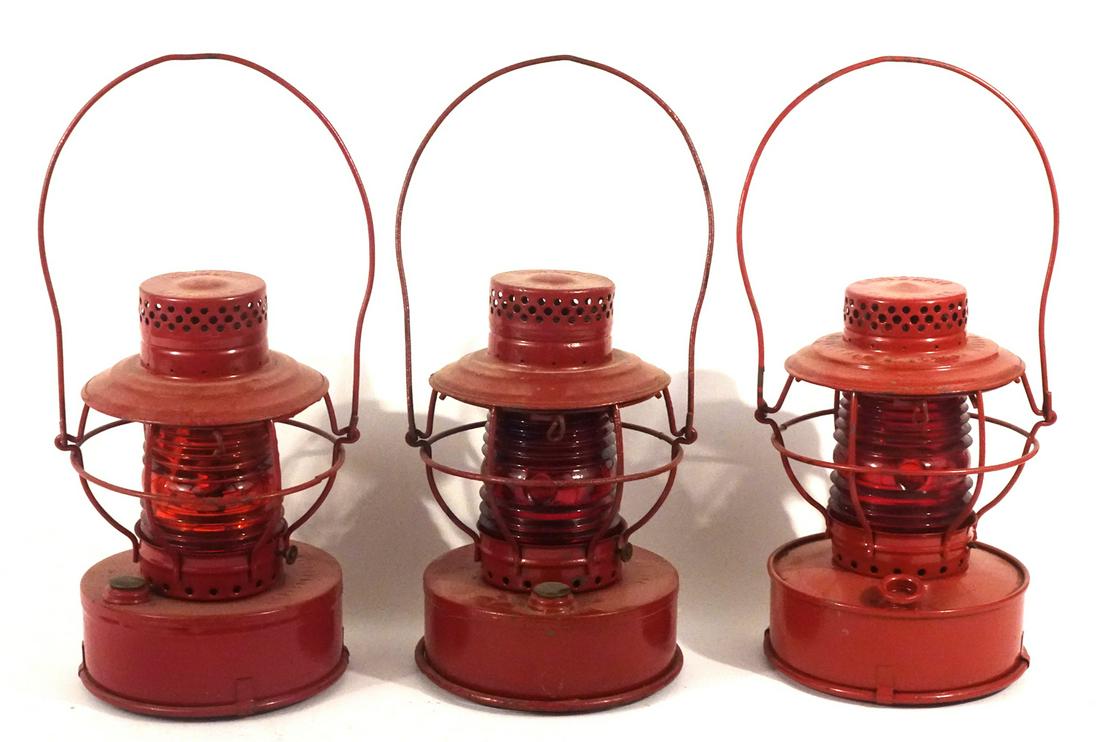 Three Handlan railroad style safety lanterns (1 of 2)