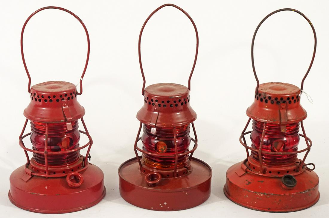 Three Handlan railroad style safety lanterns (1 of 2)