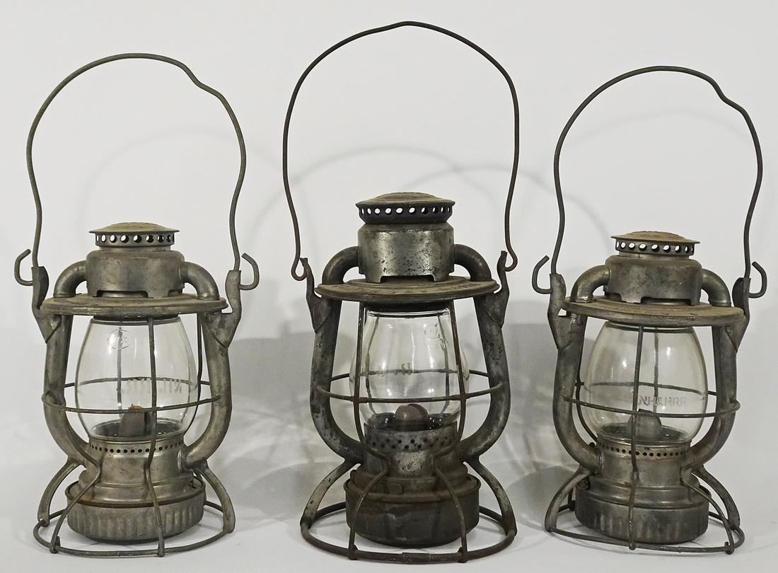 Three Dietz Vesta railroad lanterns (1 of 4)