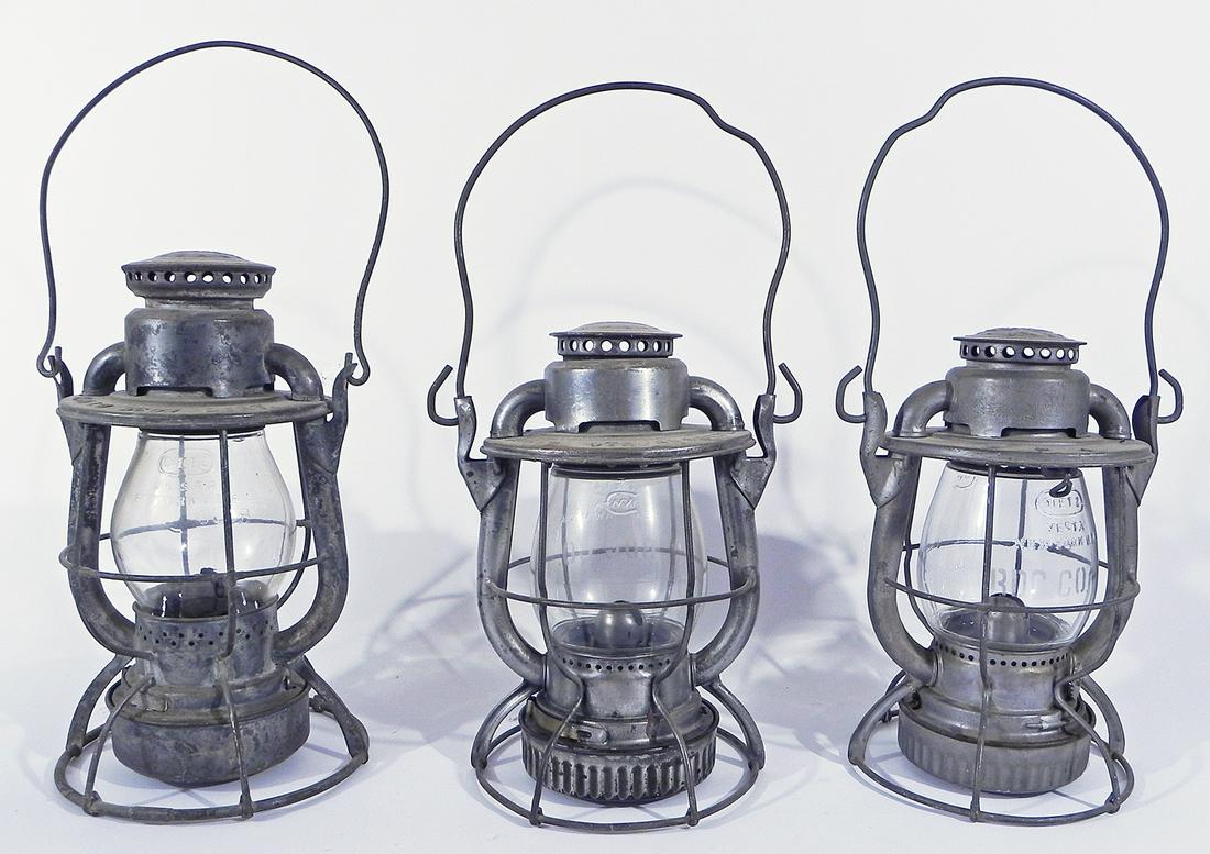 Three Dietz Vesta railroad lanterns (1 of 4)