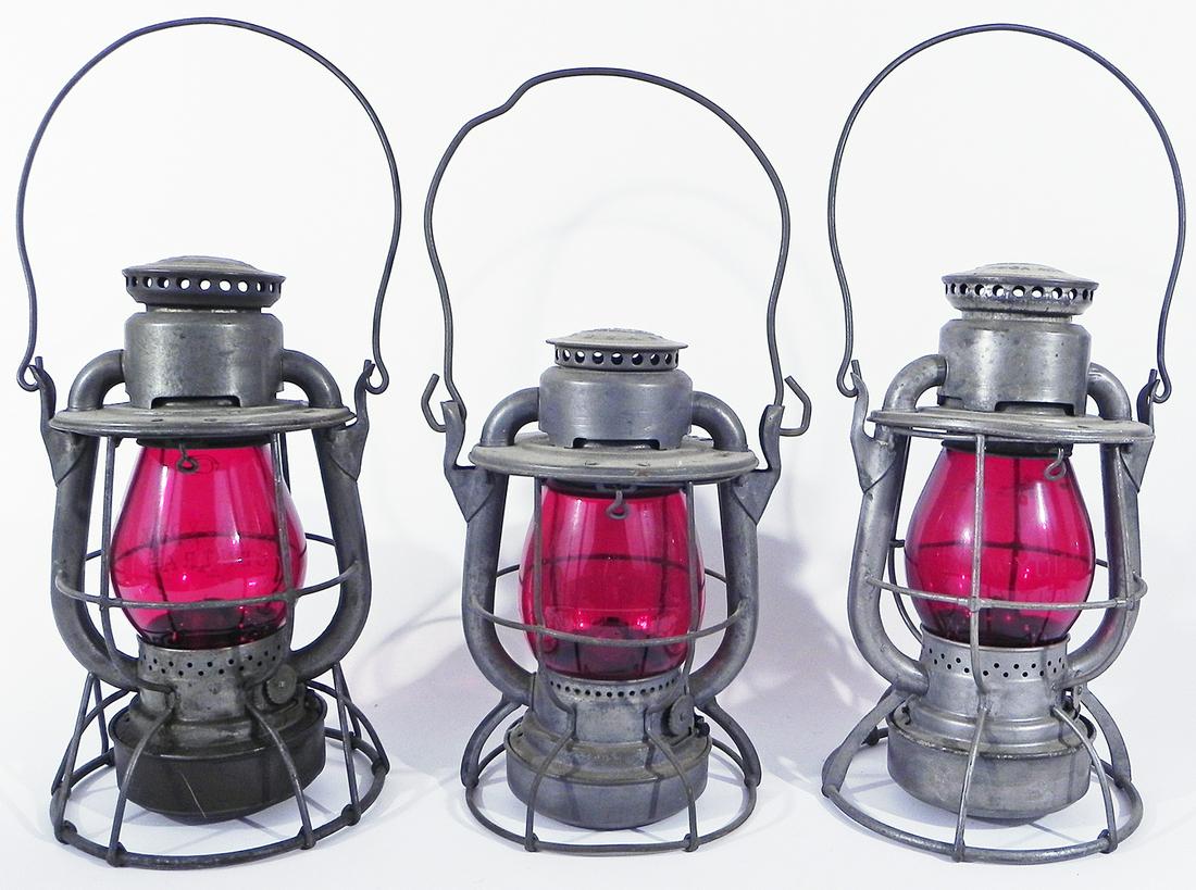Three Dietz Vesta railroad lanterns (1 of 4)