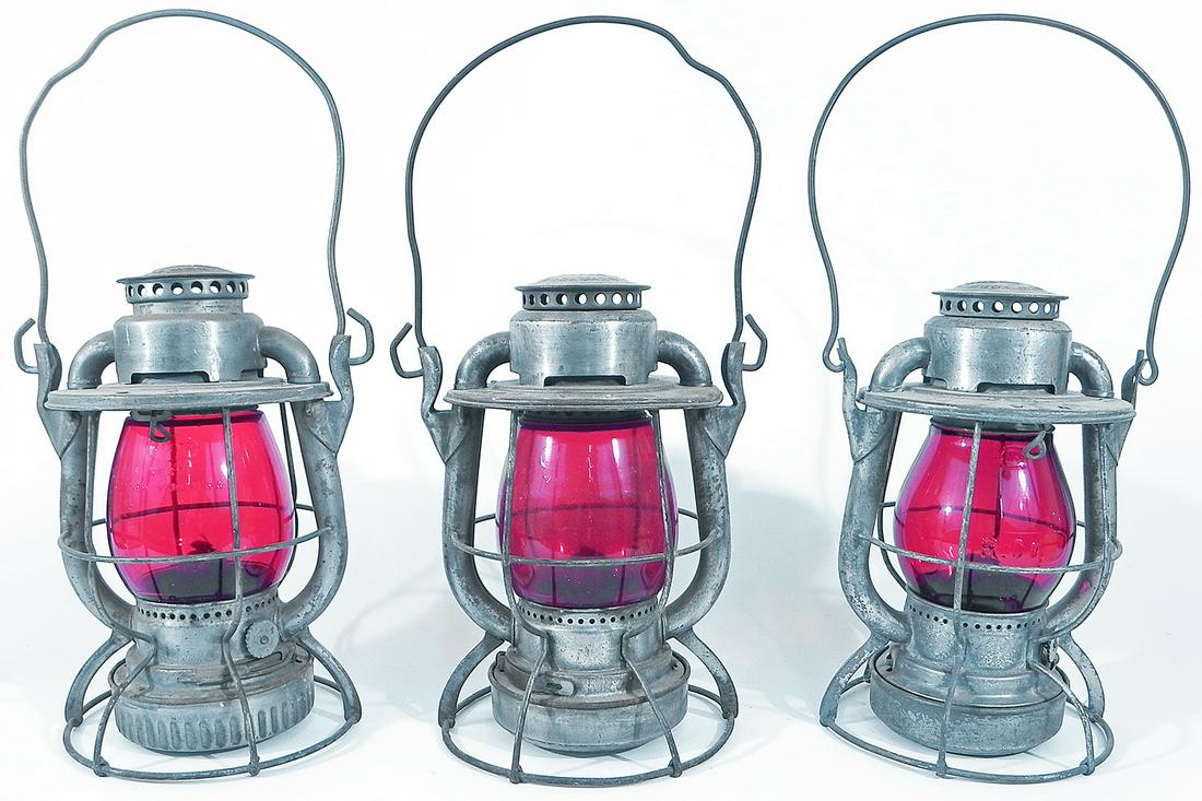 Three Dietz Vesta railroad lanterns (1 of 4)