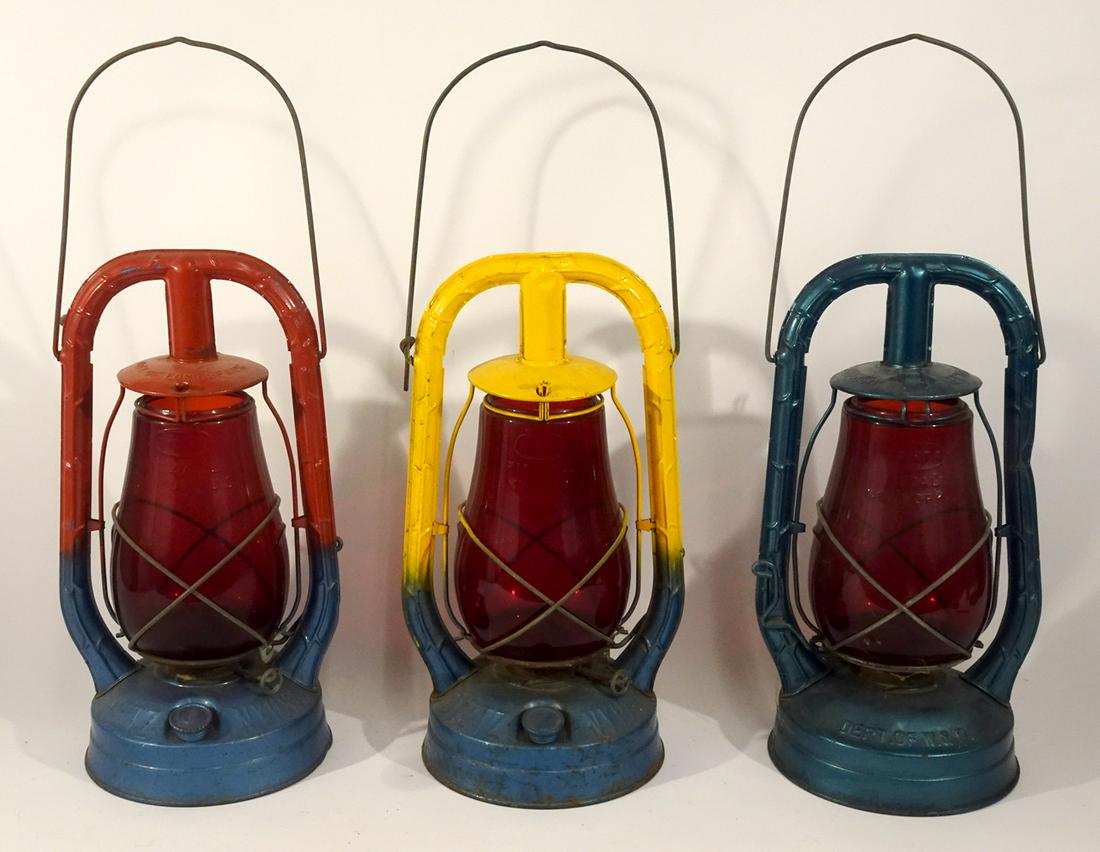 Three Dietz railroad style safety lanterns (1 of 4)