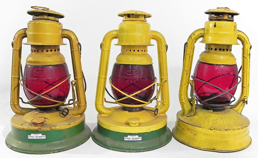 Three Dietz railroad style safety lanterns (1 of 4)
