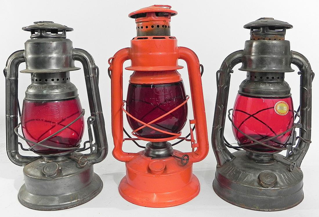 Three Dietz railroad style safety lanterns (1 of 4)