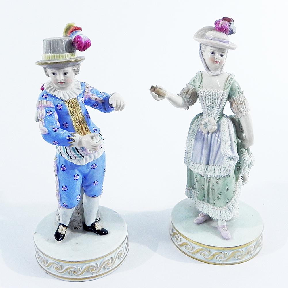 Pair of Meissen porcelain figurines (1 of 2)