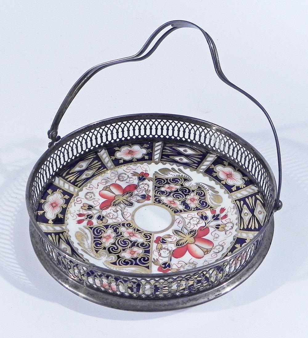 Royal Crown Derby porcelain and sterling basket (1 of 3)
