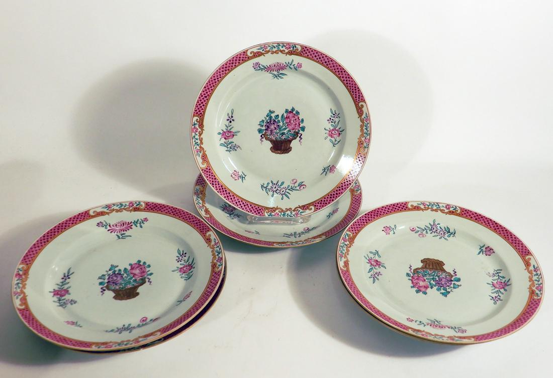 Eight Chinese Export Famille Rose plates (1 of 1)
