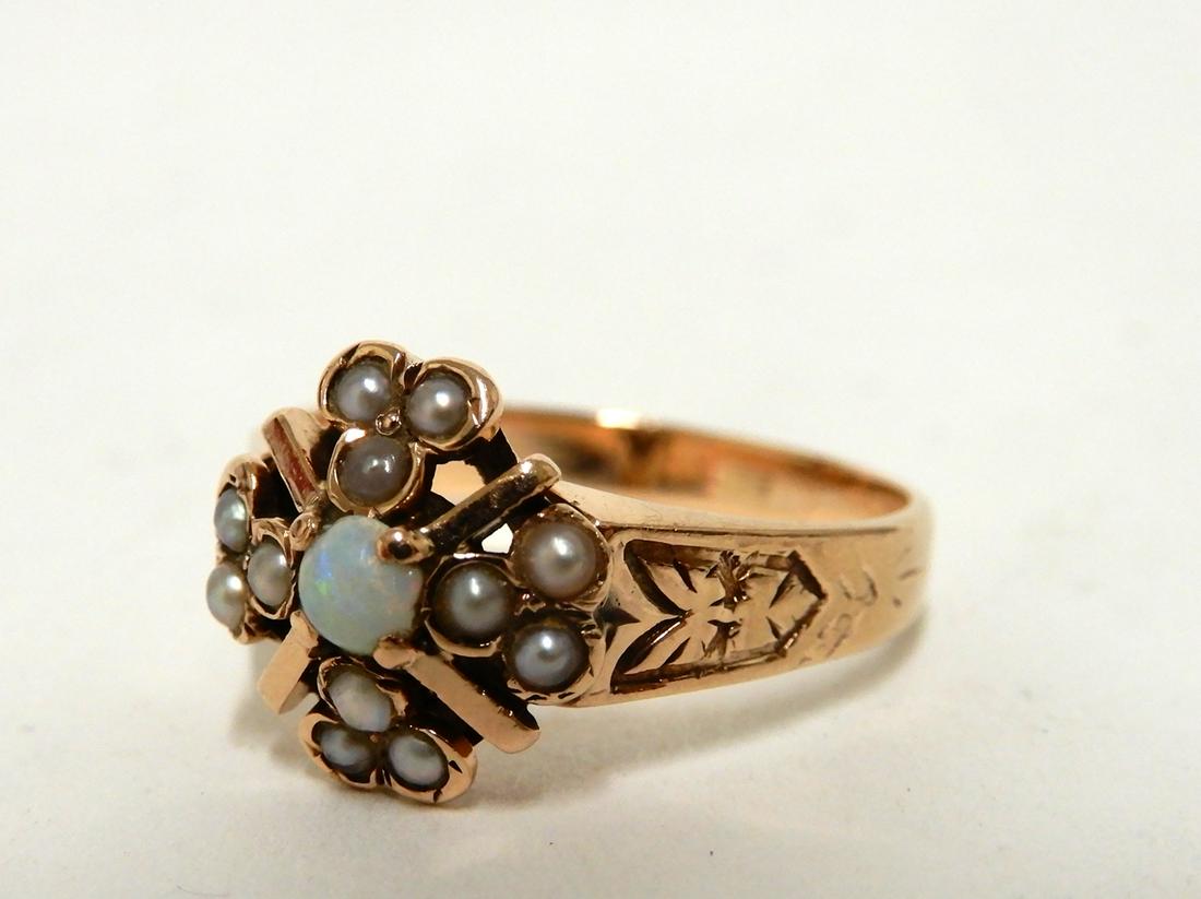 Opal and Seed Pearl rose gold ring (1 of 3)