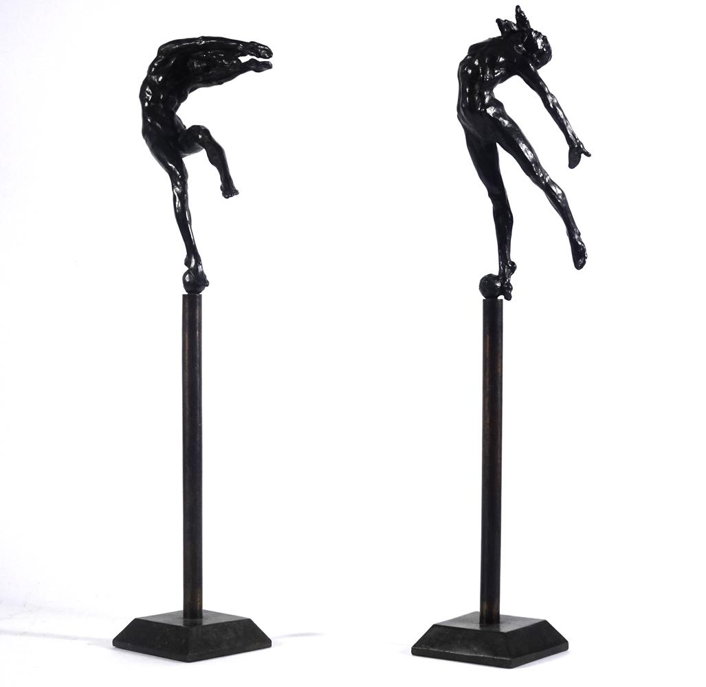 Pair K.R. signed bronze sculptures (1 of 1)