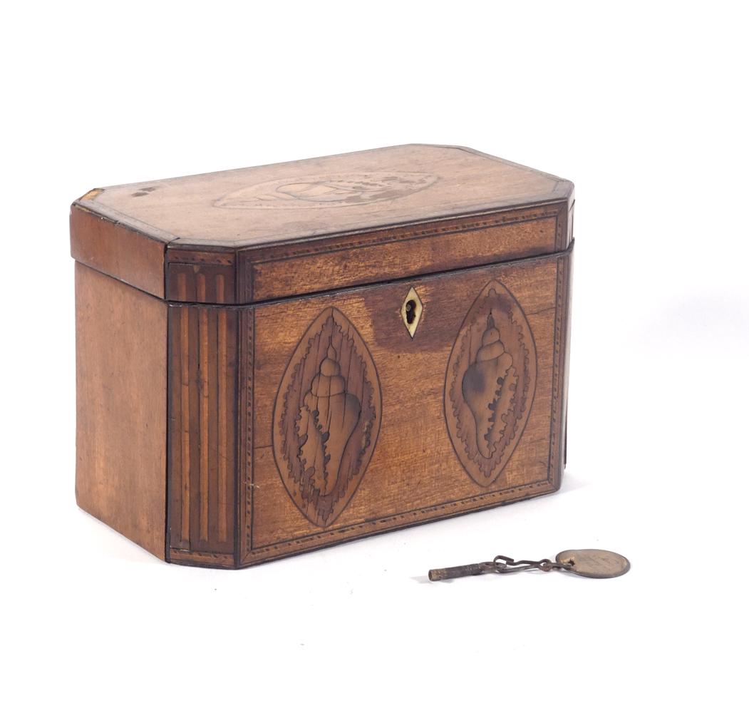 English mahogany tea caddy with inlay (1 of 1)