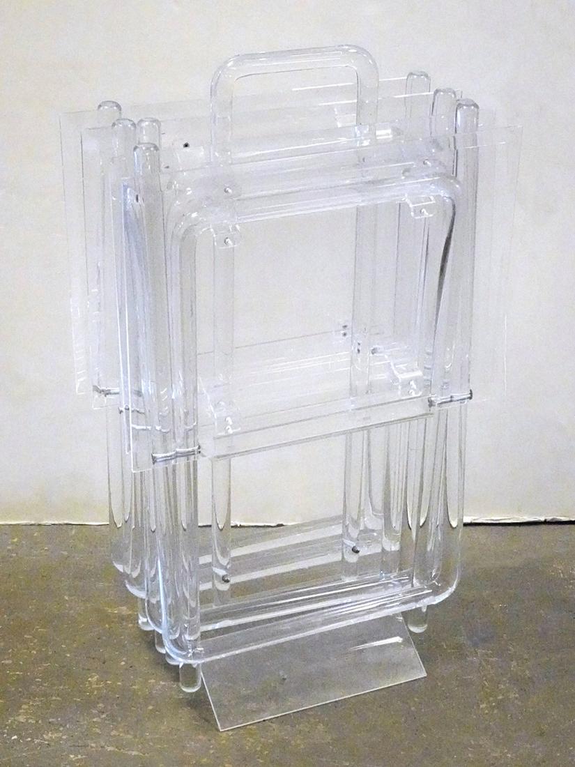 Lucite folding TV tray tables in holder (1 of 2)