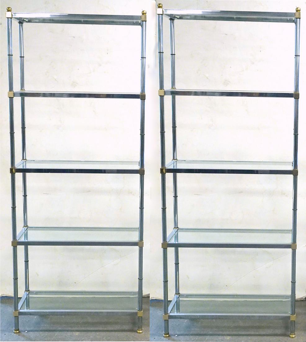 Pair of chrome and glass etegeres (1 of 1)