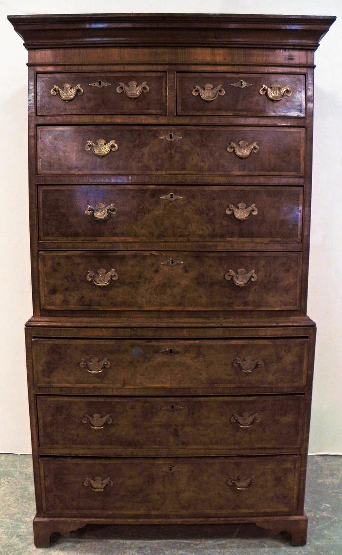 Chippendale walnut chest on chest (1 of 4)