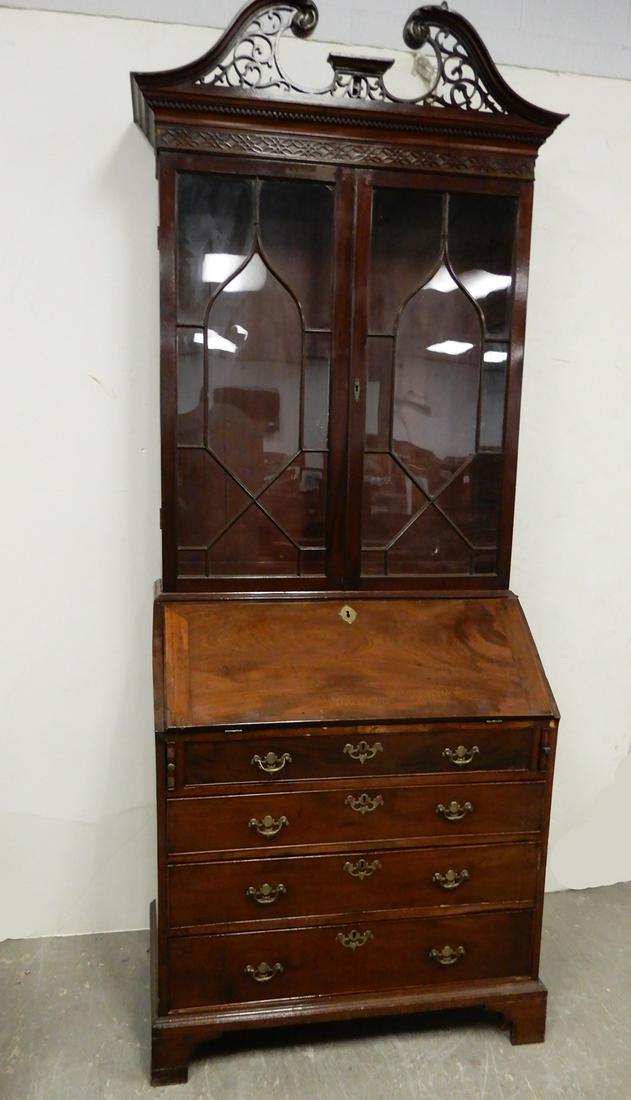 George III mahogany drop-front secretary desk (1 of 3)