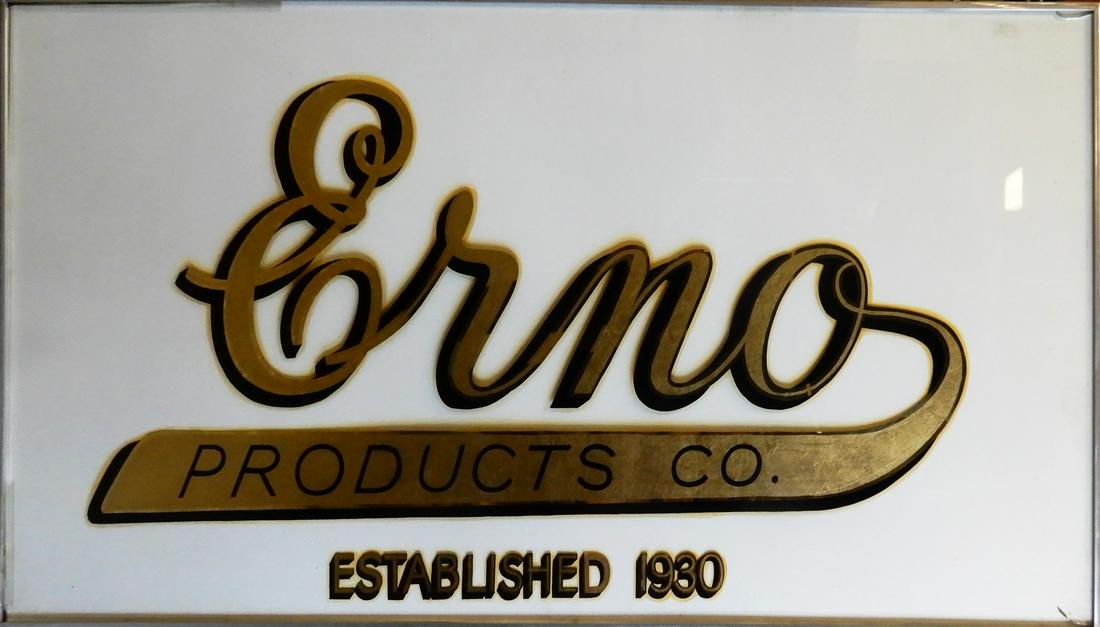 ERNO Products Co. reverse painted glass advertising (1 of 2)