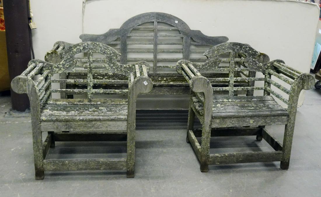 Teak Lutyen bench and chairs (1 of 2)