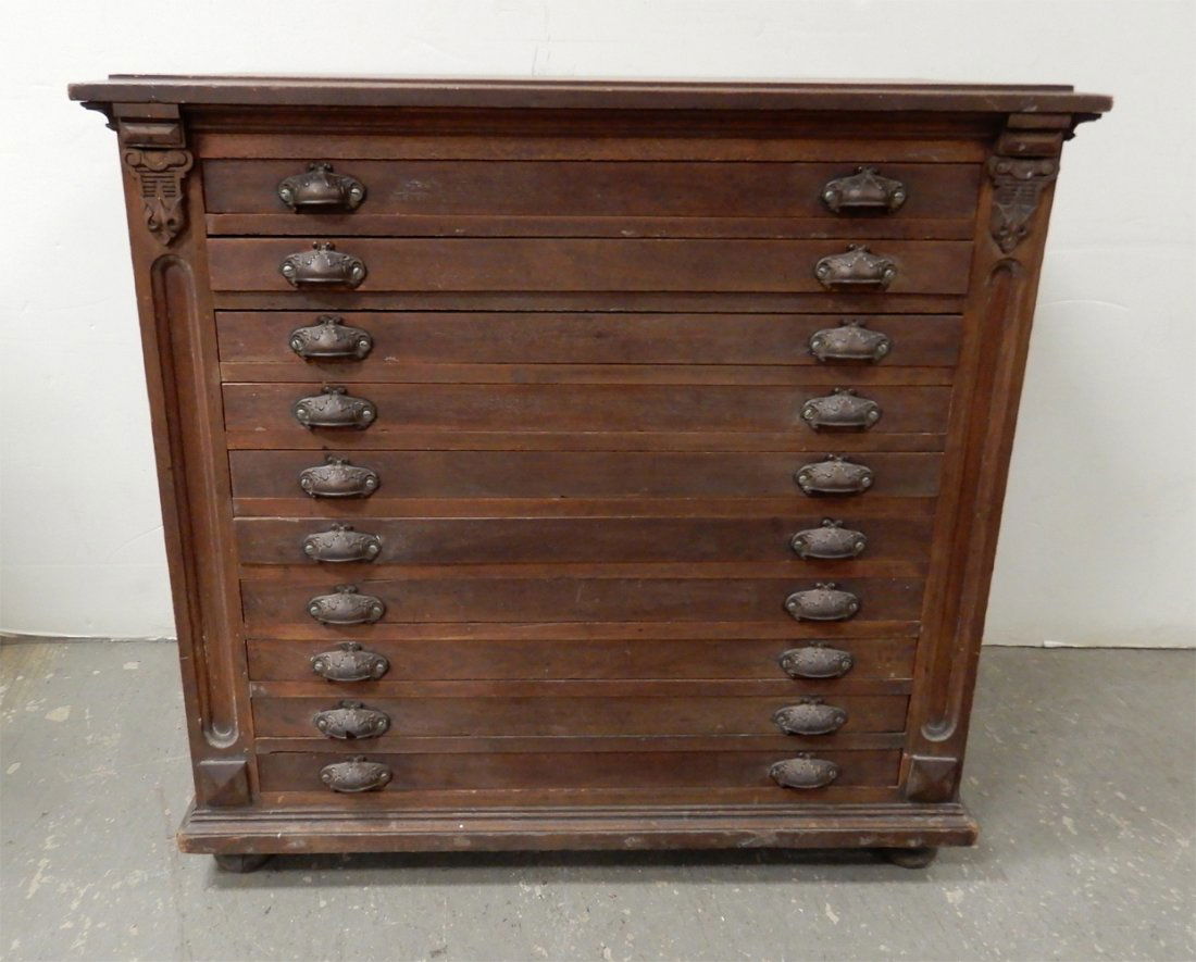 Walnut late Victorian map cabinet (1 of 2)
