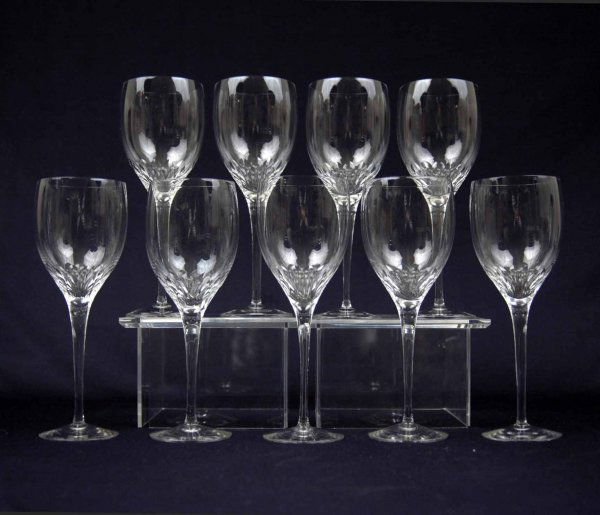 Set of nine Orrefors crystal "Prelude" (Clear) clar: Set of nine Orrefors crystal "Prelude" (Clear) clarets, 7 3/8", designed by Nils Landberg, C.1958