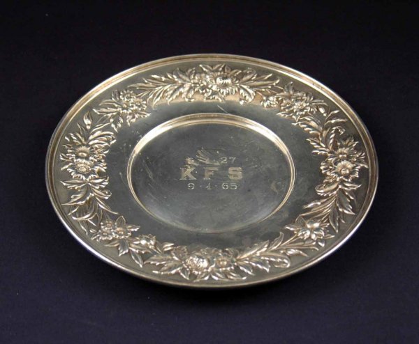 S. Kirk & Son sterling silver dish, embossed flora