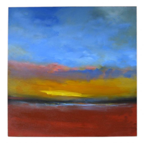 Luc Leestemaker mixed medium on board, abstract la: Luc Leestemaker mixed medium on board, abstract landscape, signed on reverse, 60 1/2" x 60", unframed