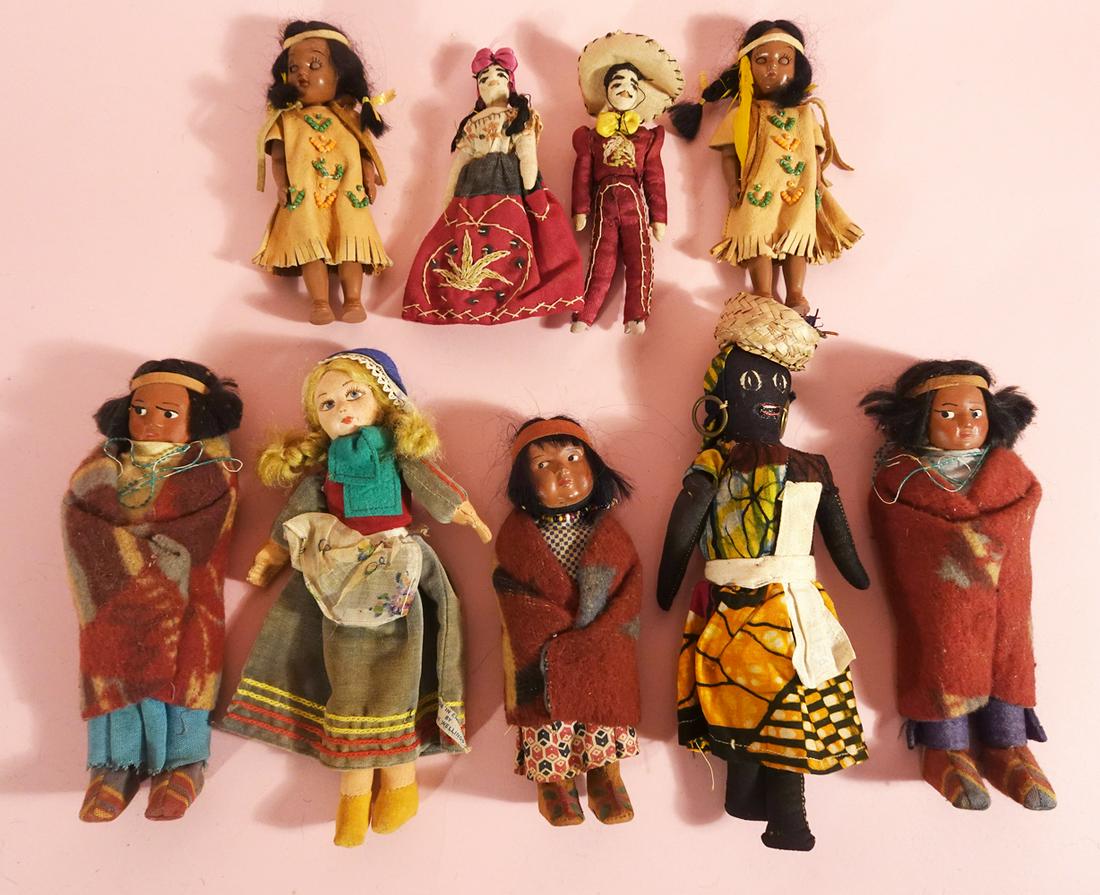 Lot of foreign dolls and Native American Indian dolls (1 of 1)