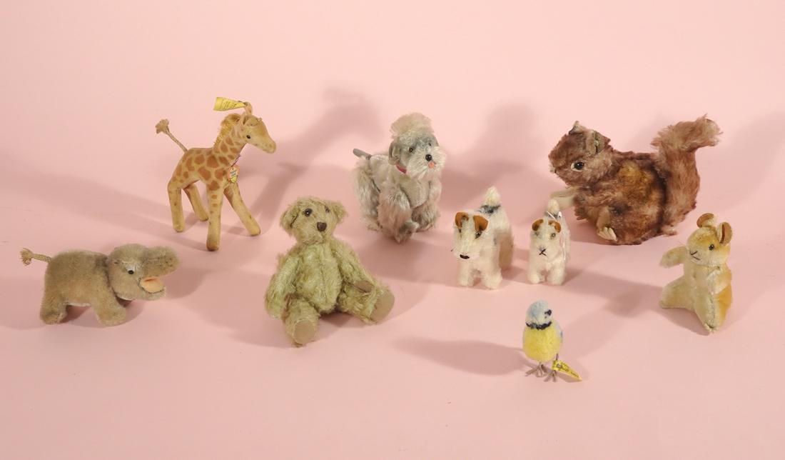 Nine stuffed animals, mostly Steiff (1 of 2)