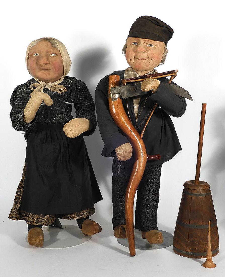 Pair of Bernard Ravca stockinette character dolls (1 of 3)