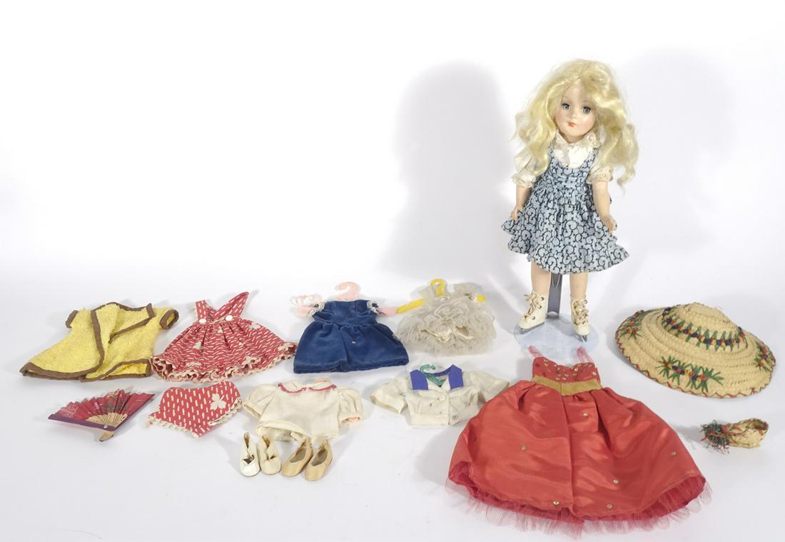 Mary Hoyer doll on ice skates with additional clothing (1 of 1)