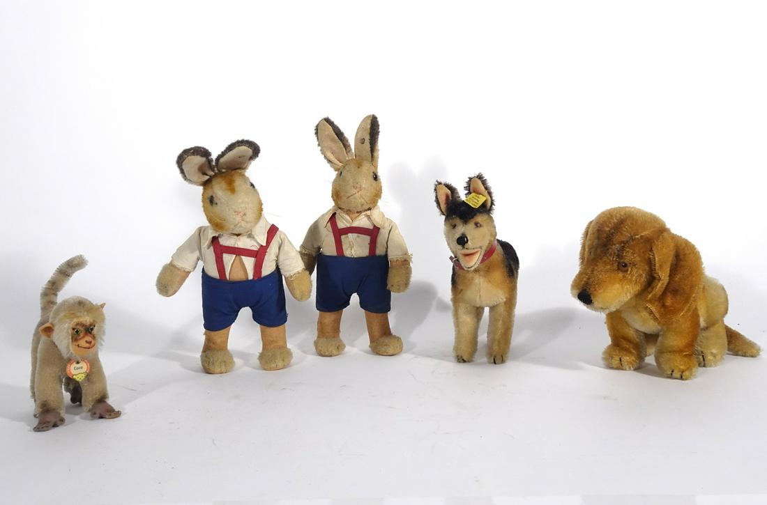 Five 1940's-50's Steiff animals (1 of 1)
