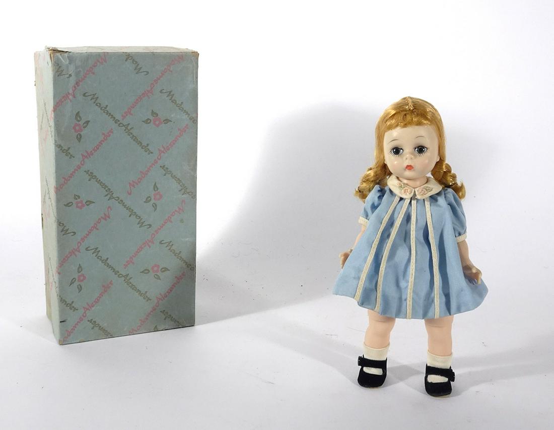 Madame Alexander 8" Wendy-kin doll: Madame Alexander 8" Wendy-kin doll, 1950-60's bend-knee walker in tagged original outfit