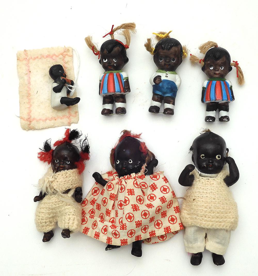 Group of seven bisque small black dolls (1 of 3)