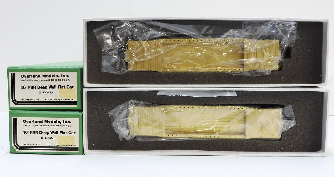 Two brass HO gauge 46' PRR Deep Well flat cars (1 of 3)