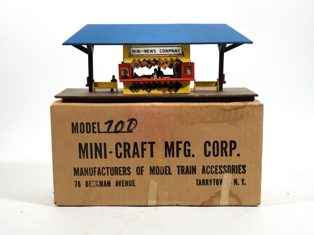 1950's Mini-craft newsstand in original box: 1950's Mini-craft newsstand in original box. Newsstand is the two sided version marked for Newton, NJ. Complete.