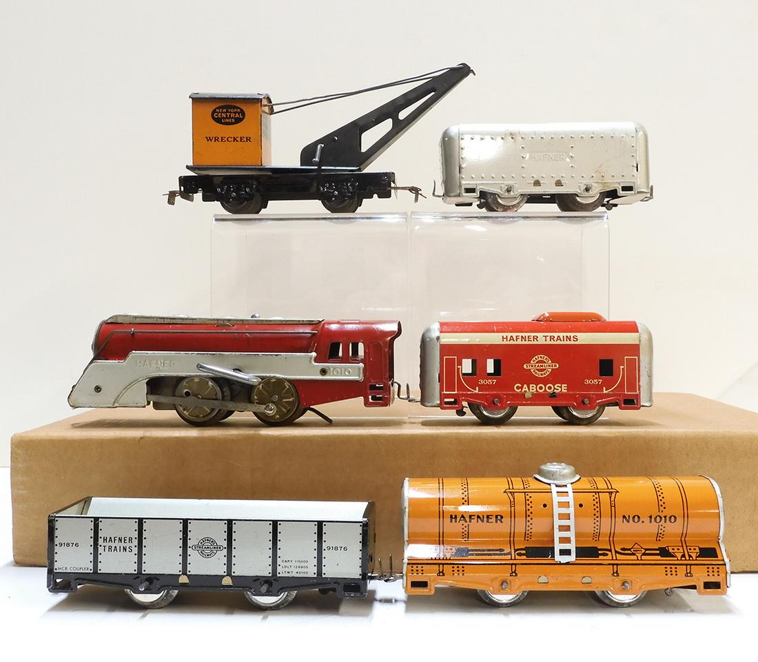 1950's Hafner wind-up freight train set, and a Marx (1 of 13)