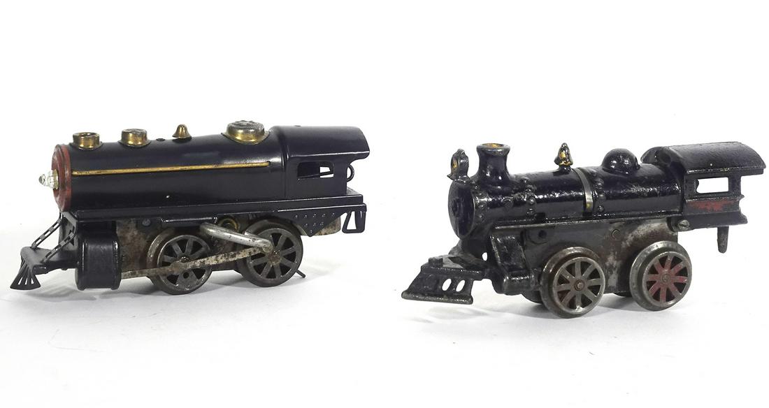 Two 1920's Hafner wind-up steam engines: Two 1920's Hafner wind-up steam engines. First is a black painted die cast #109 without a key but in working order. This is a non-drive rod version. Good paint with some trim paint present. The second