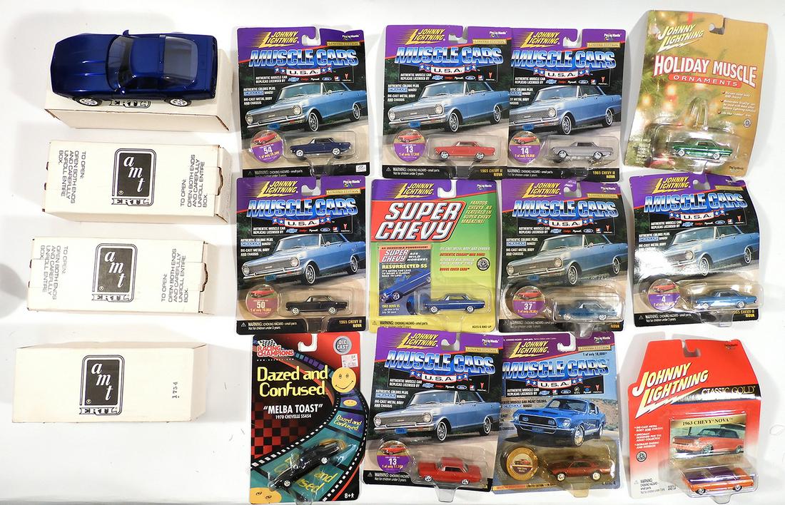 1990's-2000's die cast and plastic Johnny Lightning and: 1990's-2000's die cast and plastic Johnny Lightning and ERTL muscle cars in original packaging. Lot consists of: eleven Johnny Lightning and one Road Champs 1:64th scale "muscle cars" (see pictures fo