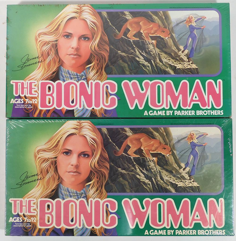 Two 1976 Bionic Women games: Two 1976 Bionic Women games, never removed from box, factory sealed, each 18 1/2" x 9 1/2" x 1 1/2"