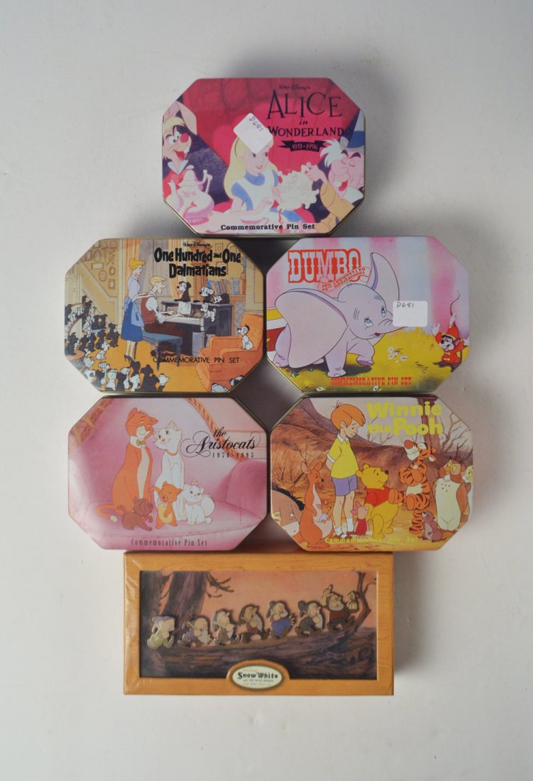 Six 1990's-2000's Disney commemorative movie pin sets (1 of 2)