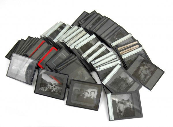 Grouping of 73 black and white Magic Lantern glass: Grouping of 73 black and white Magic Lantern glass slides of everyday Chinese life, mostly by Williams, Brown & Earle Inc. 918 Chestnut St. Philadelphia, slides measure 3 1/4" x 4", early 20th C.