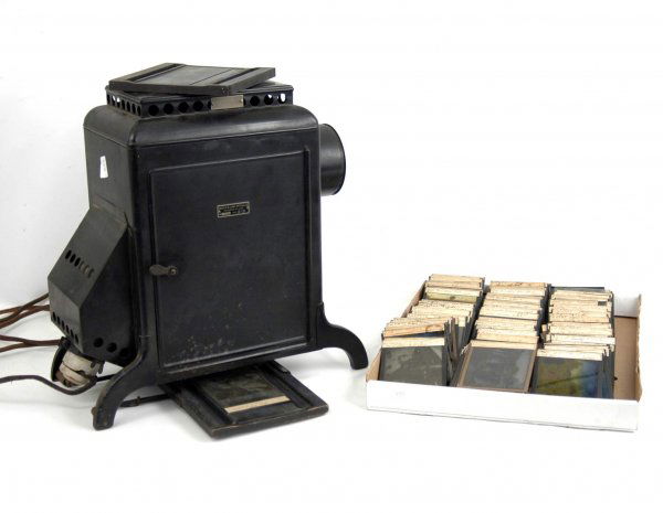 Grouping of 126 colored and black and white glass: Grouping of 126 colored and black and white glass Magic Lantern slides of Japan and Formosa by Williams, Brown & Earle Inc. and a Williams, Brown & Earle Inc. Magic Lantern, manufactured by Bausch & L