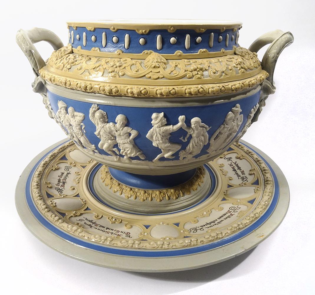 Mettlach Dancing Scene Punchbowl w/Underplate (1 of 3)