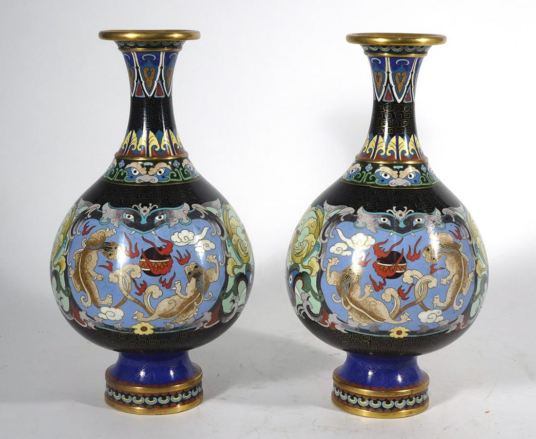 Pair of Chinese Cloisonne Vases (1 of 3)