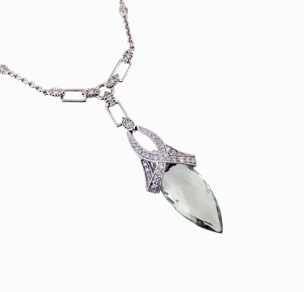 Light Blue Stone White Gold Diamond Necklace (1 of 2)