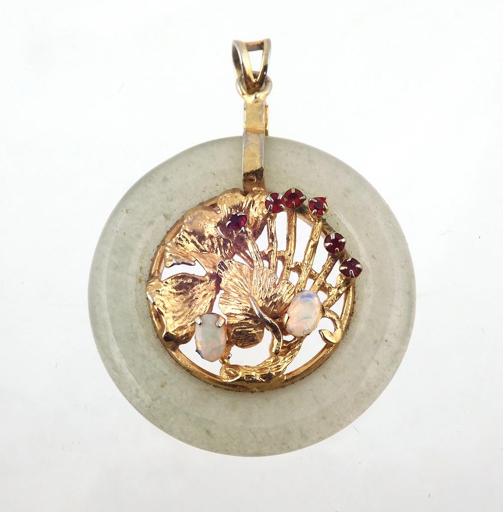 Jade Opal Ruby Yellow Gold Pendant (1 of 3)