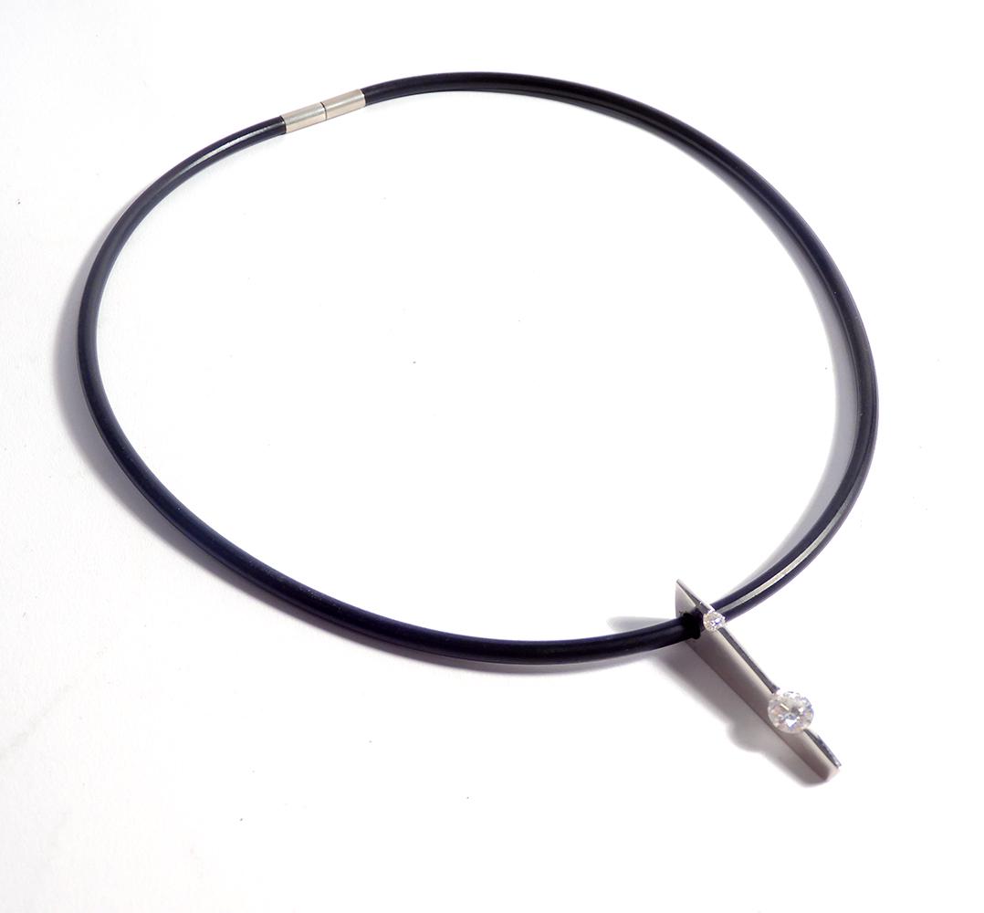 Platinum Diamond Pendant on Rubber Cord (1 of 2)